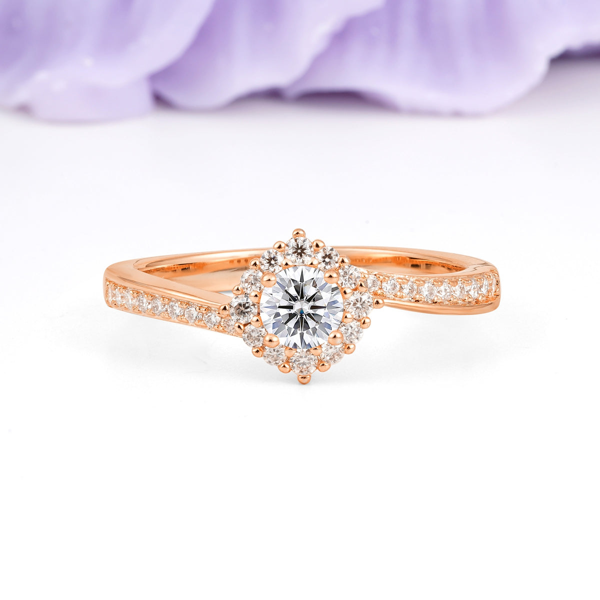 Classic Pavé-Set, Luxurious 4-Prong Round Cut Lab Diamond Engagement Ring - Additional view