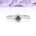Classic Pavé-Set, Luxurious 4-Prong Round Cut Black Rutilated Quartz Engagement Ring - Additional view