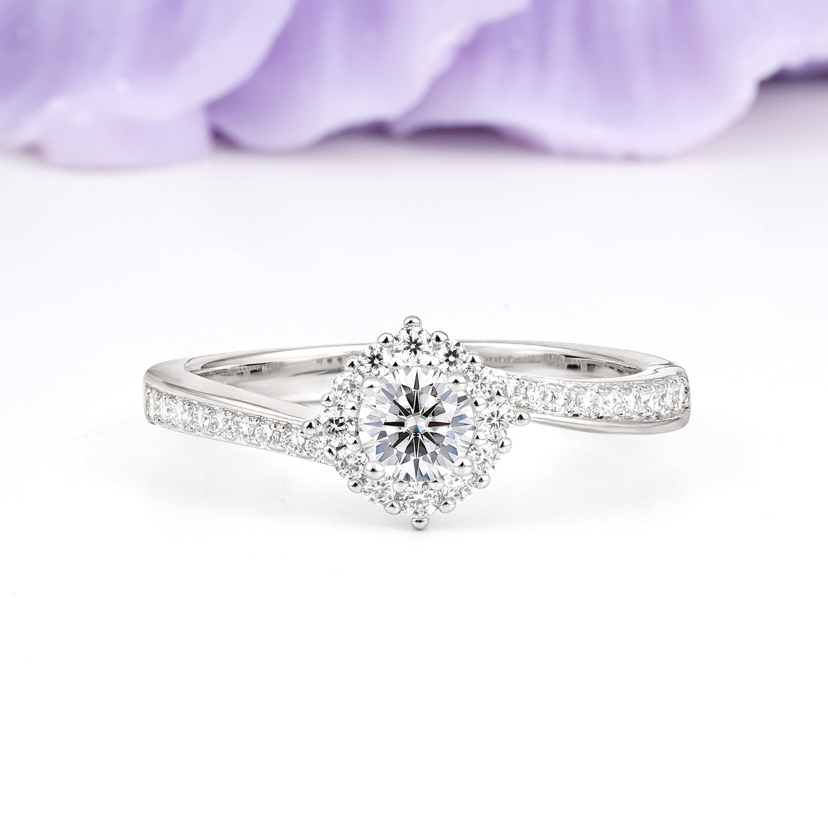 Classic Pavé-Set, Luxurious 4-Prong Round Cut Lab Diamond Engagement Ring - Additional view