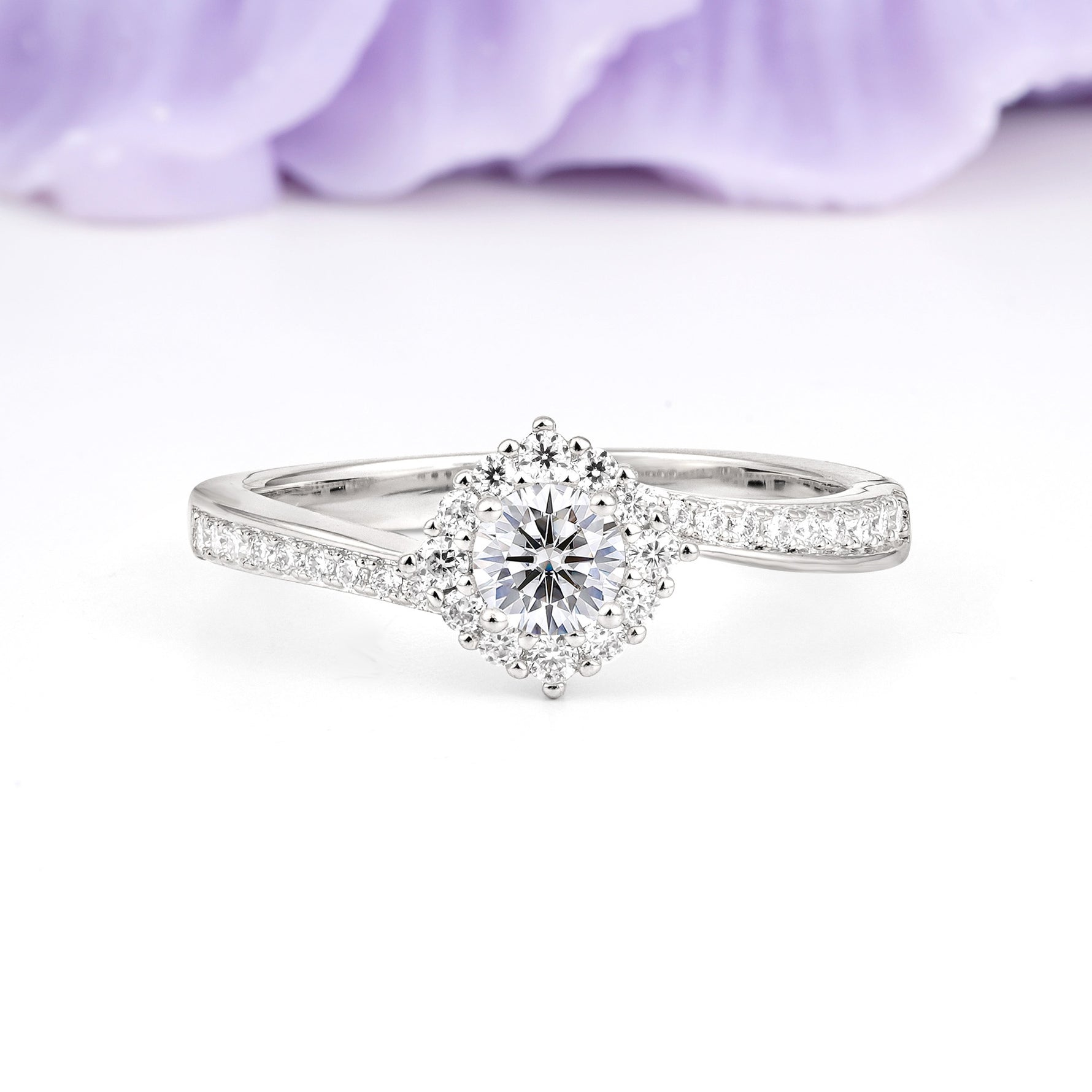 Classic Pavé-Set, Luxurious 4-Prong Round Cut Lab Diamond Engagement Ring - Additional view