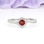 Classic Pavé-Set, Luxurious 4-Prong Round Cut Garnet Engagement Ring - Additional view