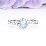 Classic Pavé-Set, Luxurious 4-Prong Round Cut Moonstone Engagement Ring - Additional view