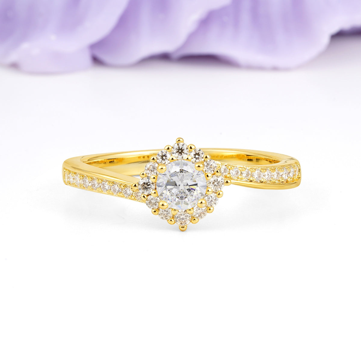Classic Pavé-Set, Luxurious 4-Prong Round Cut Moissanite Engagement Ring - Additional view