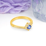 Classic Pavé-Set, Luxurious 4-Prong Round Cut Sapphire Engagement Ring - Additional view
