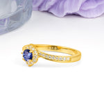 Classic Pavé-Set, Luxurious 4-Prong Round Cut Tanzanite Engagement Ring - Additional view