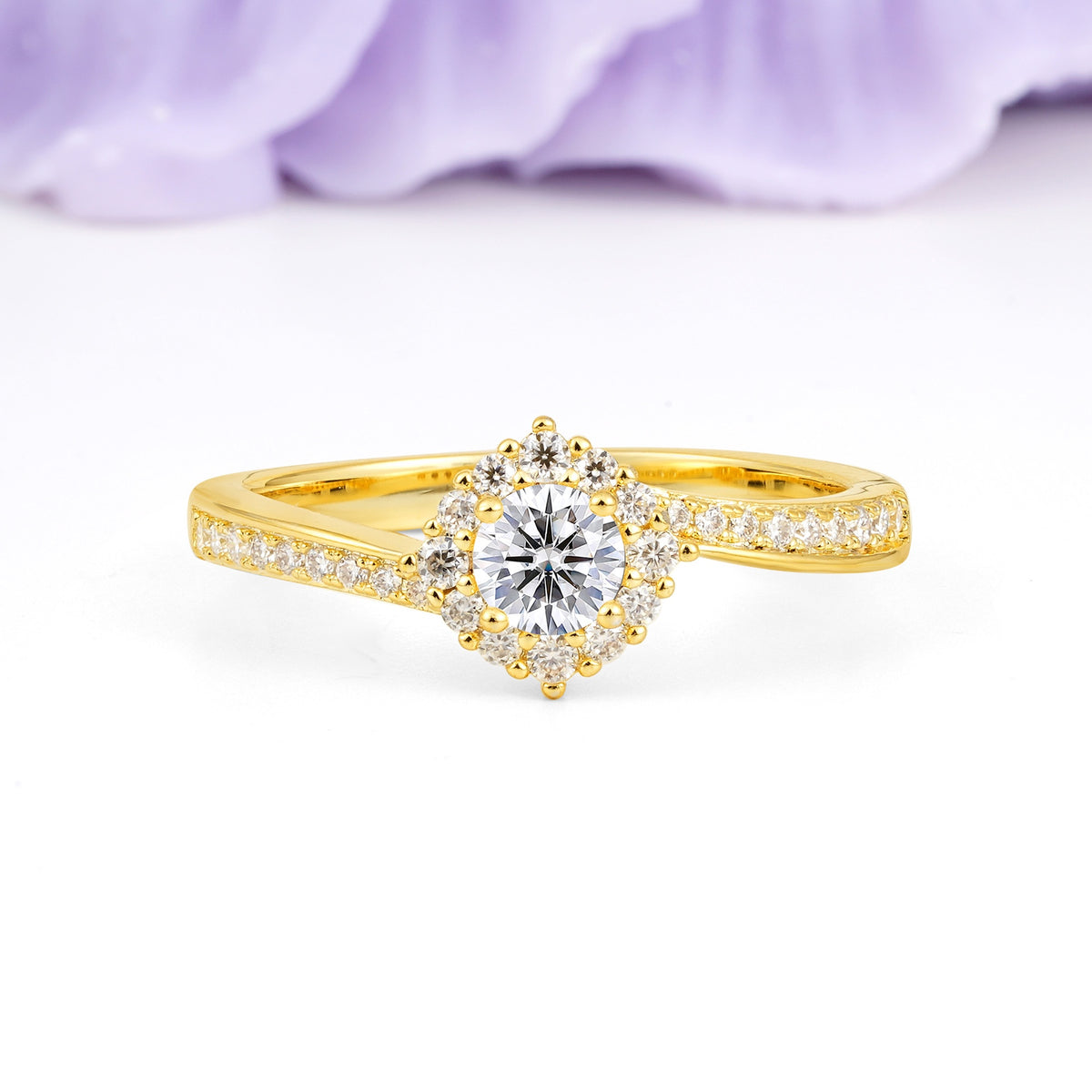 Classic Pavé-Set, Luxurious 4-Prong Round Cut Lab Diamond Engagement Ring - Additional view