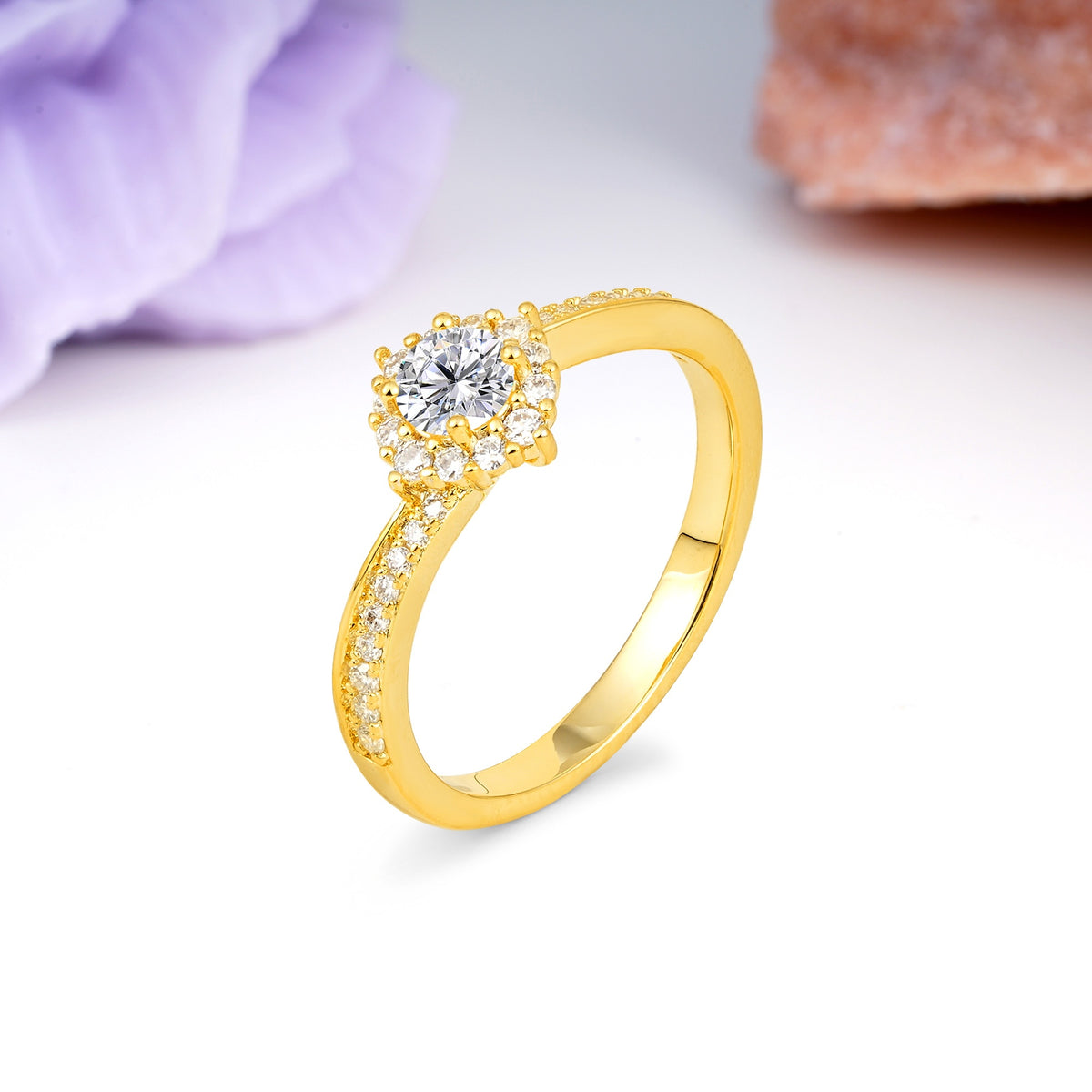 Classic Pavé-Set, Luxurious 4-Prong Round Cut Lab Diamond Engagement Ring - Additional view