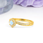 Classic Pavé-Set, Luxurious 4-Prong Round Cut Moonstone Engagement Ring - Additional view