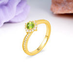 Classic Pavé-Set, Luxurious 4-Prong Round Cut Peridot Engagement Ring - Additional view