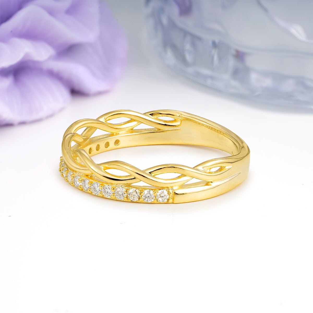 Unique Crown-Twisted Round Cut Moissanite Wedding Ring - Additional view