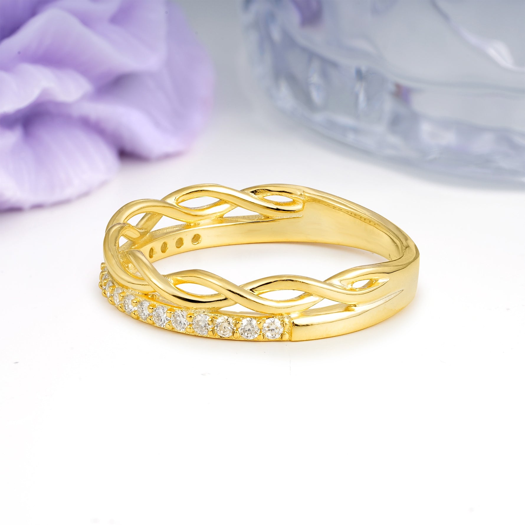 Unique Crown-Twisted Round Cut Moissanite Wedding Ring - Additional view