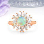 Unique Luxurious 4-Prong Round Cut Fire Opal Engagement Ring - Additional view