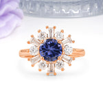 Unique Luxurious 4-Prong Round Cut Tanzanite Engagement Ring - Additional view