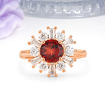 Unique Luxurious 4-Prong Round Cut Garnet Engagement Ring - Additional view