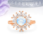 Unique Luxurious 4-Prong Round Cut Moonstone Engagement Ring - Additional view