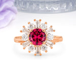 Unique Luxurious 4-Prong Round Cut Ruby Engagement Ring - Additional view