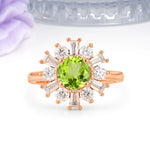 Unique Luxurious 4-Prong Round Cut Peridot Engagement Ring - Additional view