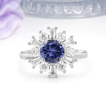 Unique Luxurious 4-Prong Round Cut Tanzanite Engagement Ring - Additional view