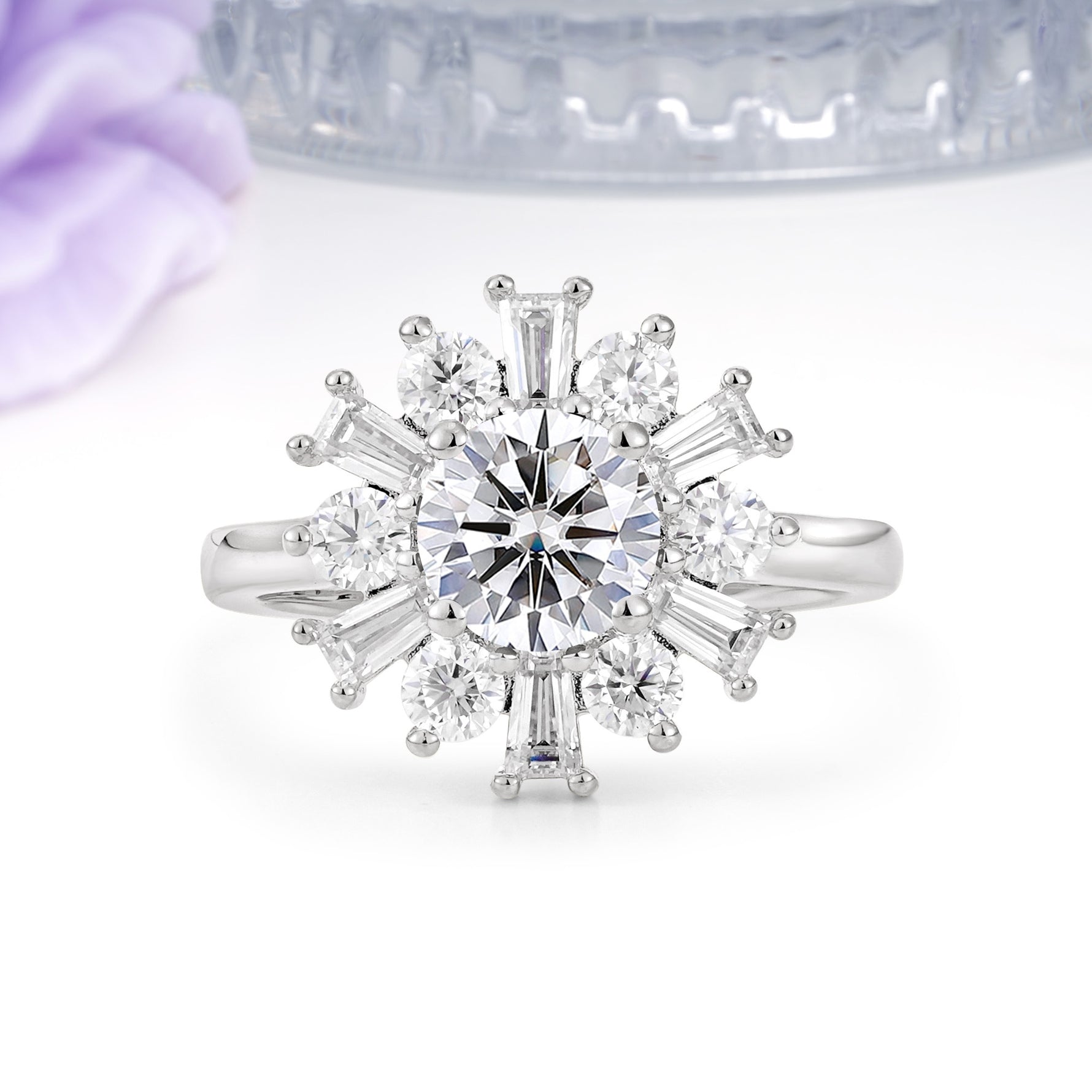 Unique Luxurious 4-Prong Round Cut Lab Diamond Engagement Ring - Additional view