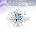 Unique Luxurious 4-Prong Round Cut Aquamarine Engagement Ring - Additional view