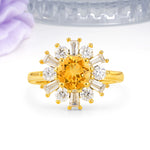 Unique Luxurious 4-Prong Round Cut Citrine Engagement Ring - Additional view