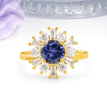 Unique Luxurious 4-Prong Round Cut Tanzanite Engagement Ring - Additional view