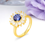 Unique Luxurious 4-Prong Round Cut Tanzanite Engagement Ring - Additional view