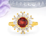 Unique Luxurious 4-Prong Round Cut Garnet Engagement Ring - Additional view