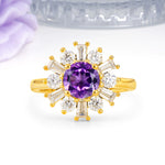 Unique Luxurious 4-Prong Round Cut Amethyst Engagement Ring - Additional view