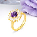 Unique Luxurious 4-Prong Round Cut Amethyst Engagement Ring - Additional view