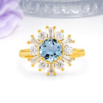 Unique Luxurious 4-Prong Round Cut Aquamarine Engagement Ring - Additional view