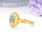Unique Luxurious 4-Prong Round Cut Aquamarine Engagement Ring - Additional view