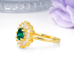 Unique Luxurious 4-Prong Round Cut Emerald Engagement Ring - Additional view