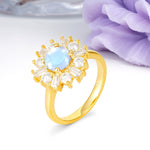 Unique Luxurious 4-Prong Round Cut Moonstone Engagement Ring - Additional view