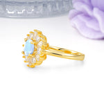 Unique Luxurious 4-Prong Round Cut Moonstone Engagement Ring - Additional view