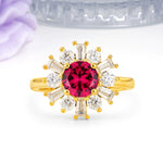 Unique Luxurious 4-Prong Round Cut Ruby Engagement Ring - Additional view