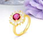Unique Luxurious 4-Prong Round Cut Ruby Engagement Ring - Additional view
