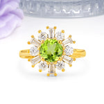 Unique Luxurious 4-Prong Round Cut Peridot Engagement Ring - Additional view