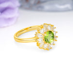 Unique Luxurious 4-Prong Round Cut Peridot Engagement Ring - Additional view