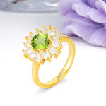 Unique Luxurious 4-Prong Round Cut Peridot Engagement Ring - Additional view