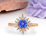 Distinctive 4 Prong Round Cut Sapphire Engagement Ring - Additional view