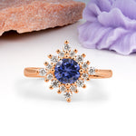 Distinctive 4 Prong Round Cut Tanzanite Engagement Ring - Additional view