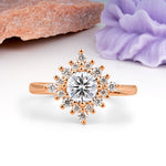 Distinctive 4 Prong Round Cut Lab Diamond Engagement Ring - Additional view