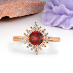 Distinctive 4 Prong Round Cut Garnet Engagement Ring - Additional view