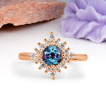 Distinctive 4 Prong Round Cut Alexandrite Engagement Ring - Additional view
