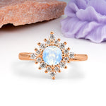 Distinctive 4 Prong Round Cut Moonstone Engagement Ring - Additional view