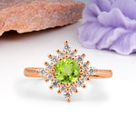 Distinctive 4 Prong Round Cut Peridot Engagement Ring - Additional view