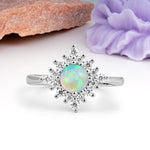 Distinctive 4 Prong Round Cut Fire Opal Engagement Ring - Additional view