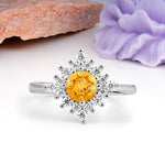 Distinctive 4 Prong Round Cut Citrine Engagement Ring - Additional view