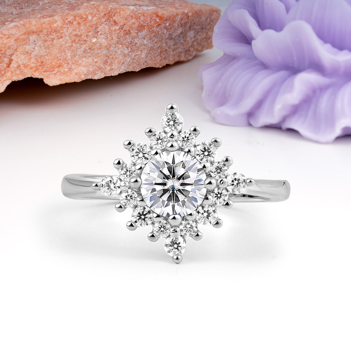Distinctive 4 Prong Round Cut Lab Diamond Engagement Ring - Additional view